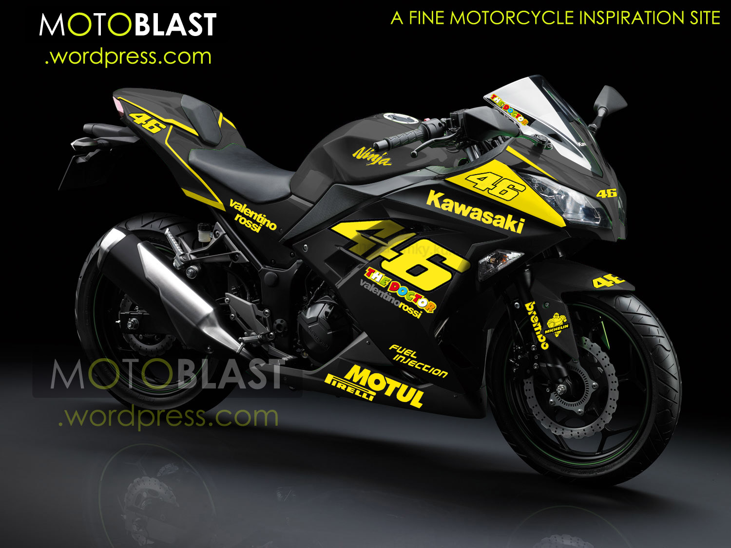 Modif Striping Kawasaki Ninja 250r FI Black Valentino Rossi Style