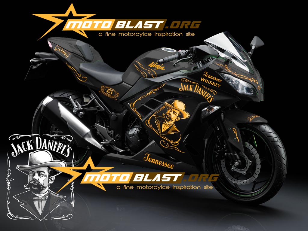 Modif Striping Kawasaki Ninja 250r FI Black Jack Daniel2 MOTOBLAST