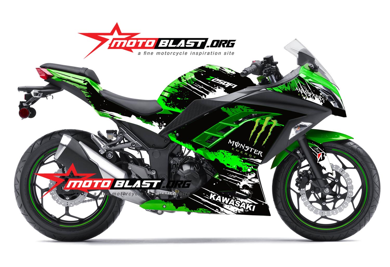 Modif Striping Kawasaki Ninja 250R FI Green Monster Energy