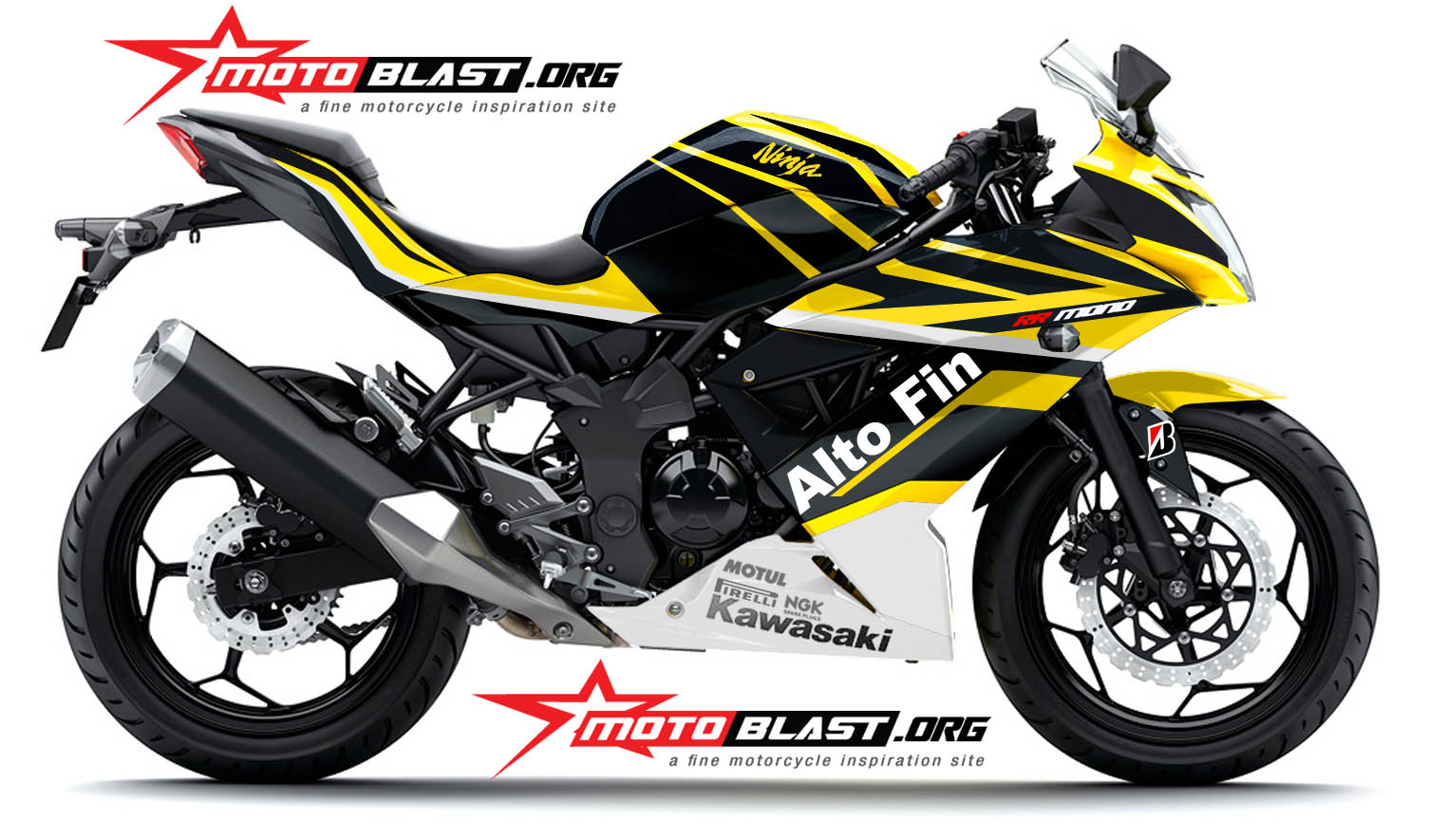 Modif Striping Kawasaki RR Mono Yellow MOTOBLAST