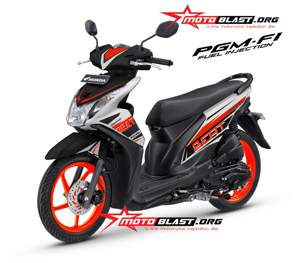 Modif Decal Design Honda Beat Fi Black Orange Ceria MOTOBLAST