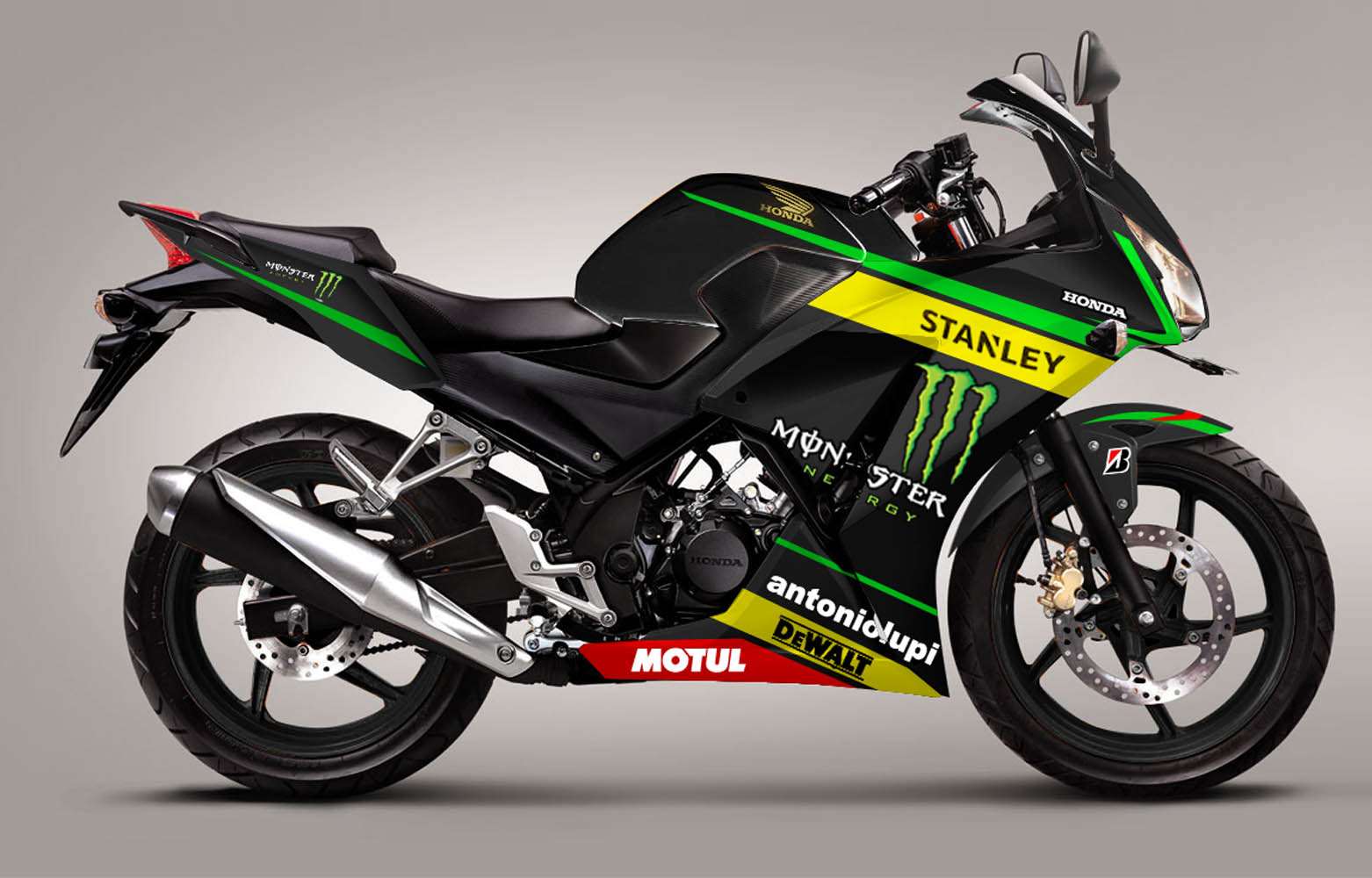 Modif Striping Honda CBR150R Lokal K45 Monster Tech 3 Motogp 2015