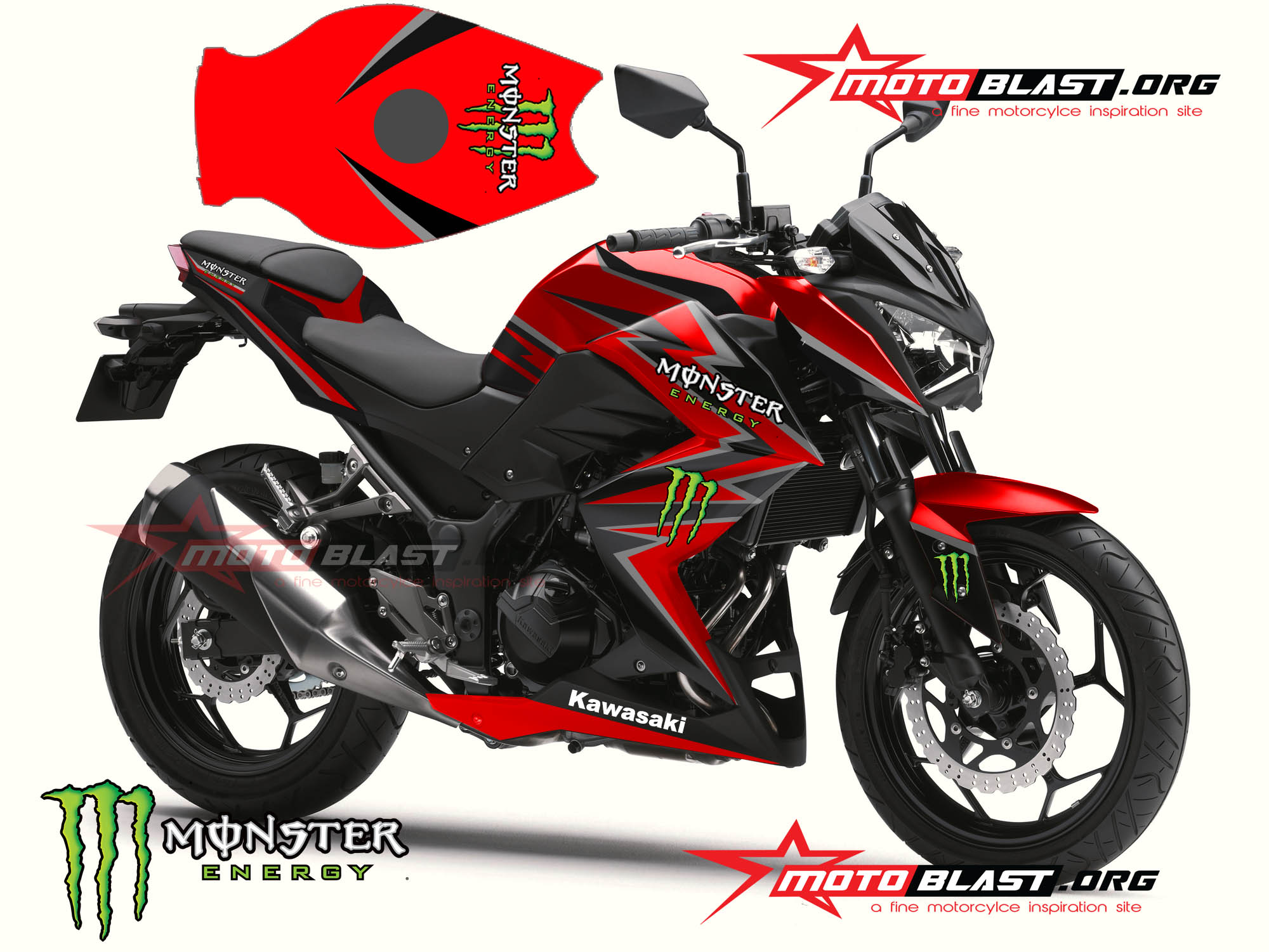 Modif Striping Kawasaki Z250R Black Red Monster MOTOBLAST Modif Striping Kawasaki Z250R Black Red Monster MOTOBLAST