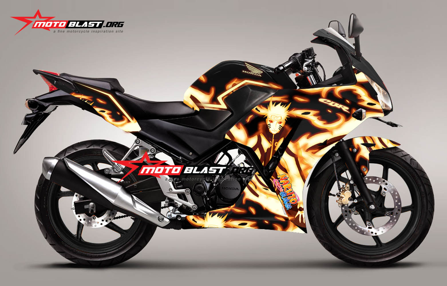 Modif Striping Honda CBR150R Lokal Hitam Naruto RIKUDO SENNIN