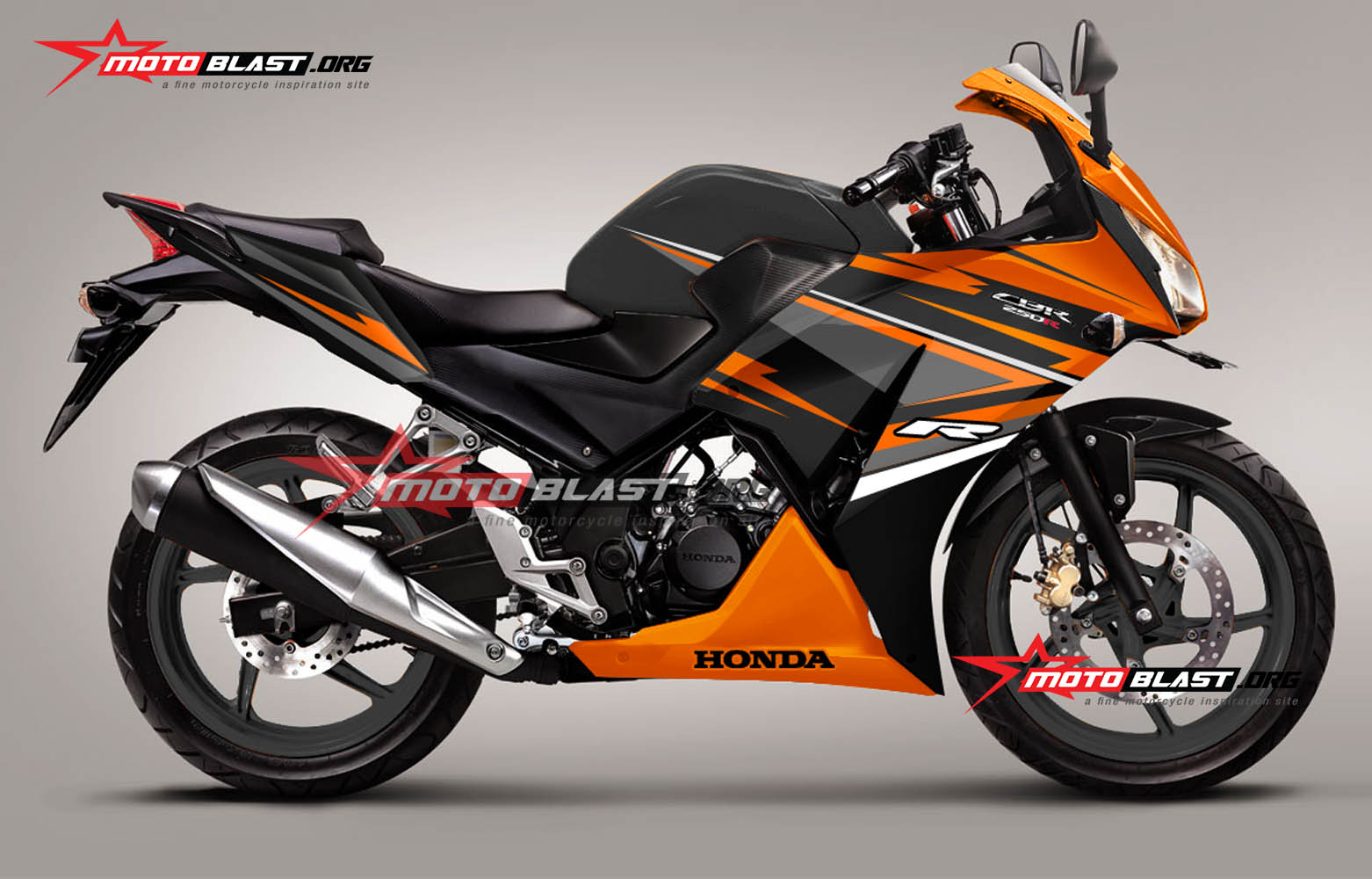 Modif Striping Honda CBR150R Lokal Black Orange Orange Joss Part