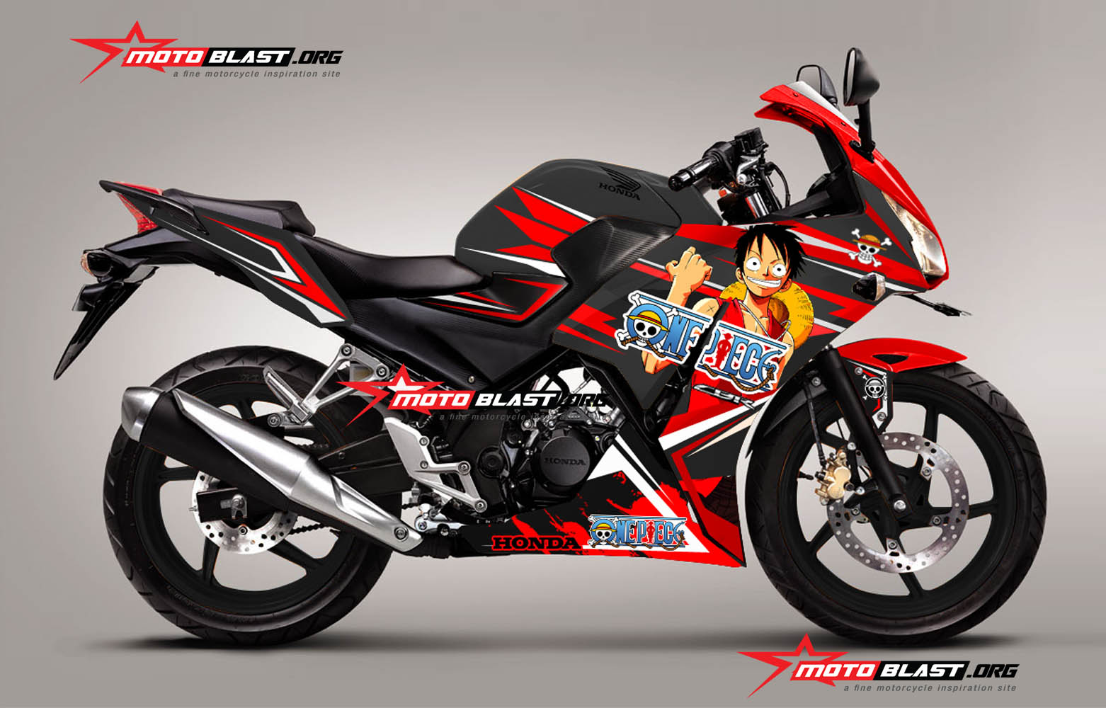 Modifikasi Honda CBR150R Black Anime ONE PIECE Dan KISE RYOTA MOTOBLAST