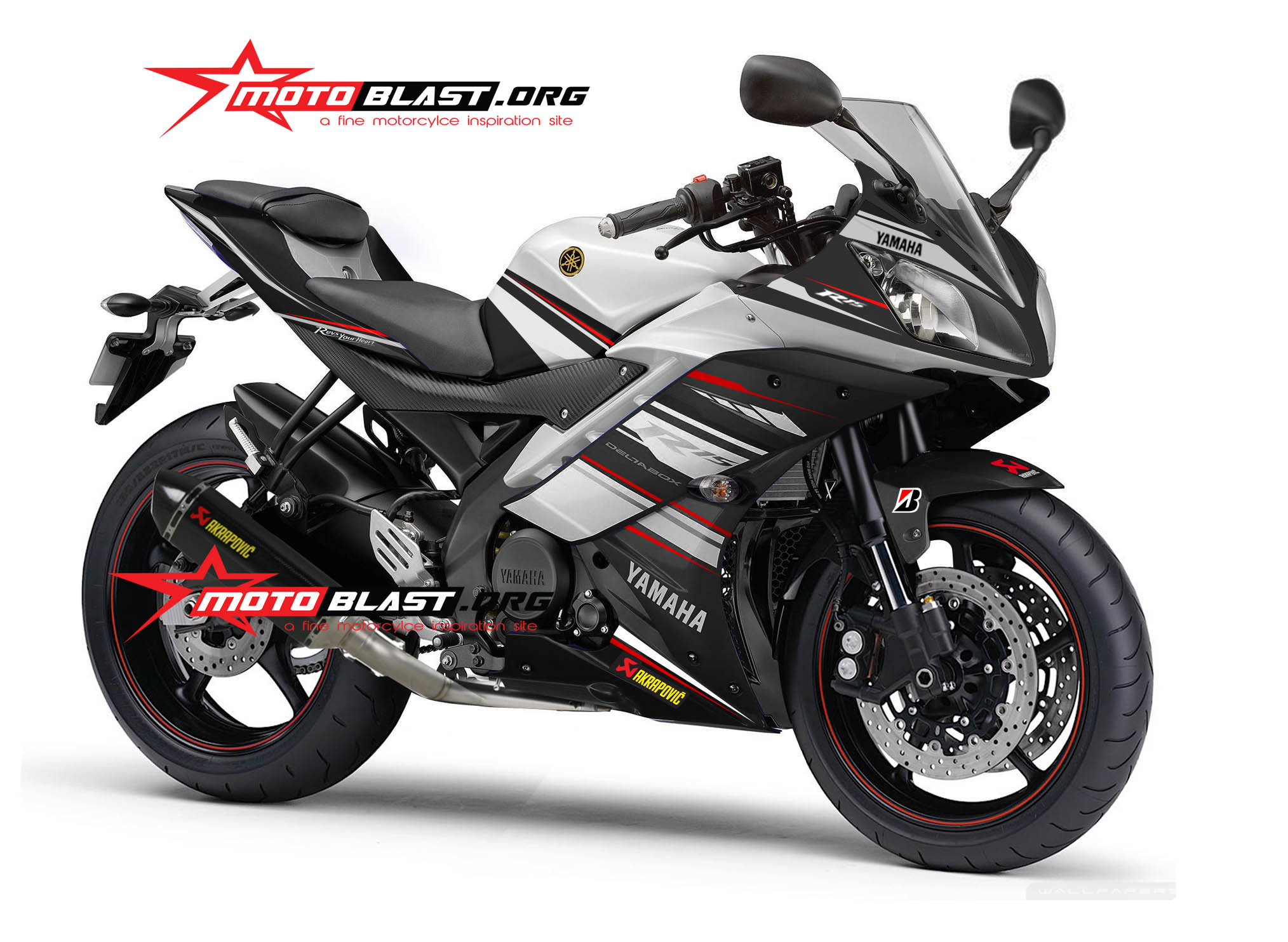Motoblast Modifikasi Striping Yamaha R15 Black White Terbaru