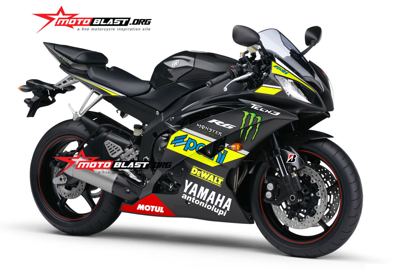 Motoblast Moge Series Graphic Kit Yamaha R6 Black Tech 3