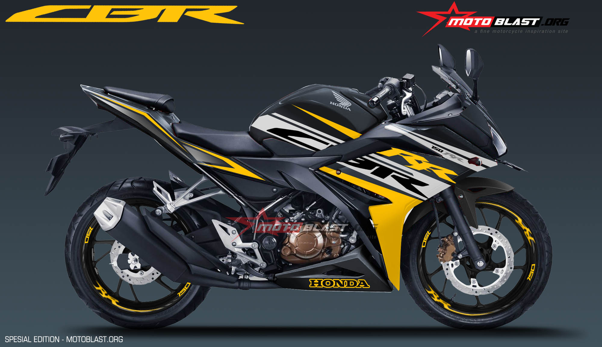 Motoblast Modifikasi Striping Honda New CBR150R Black Gold
