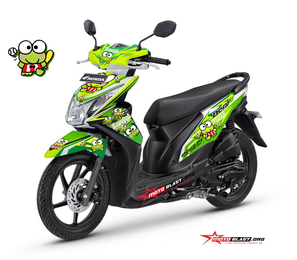 Motoblast Modifikasi Striping Honda Beat FI Tema Keroppi