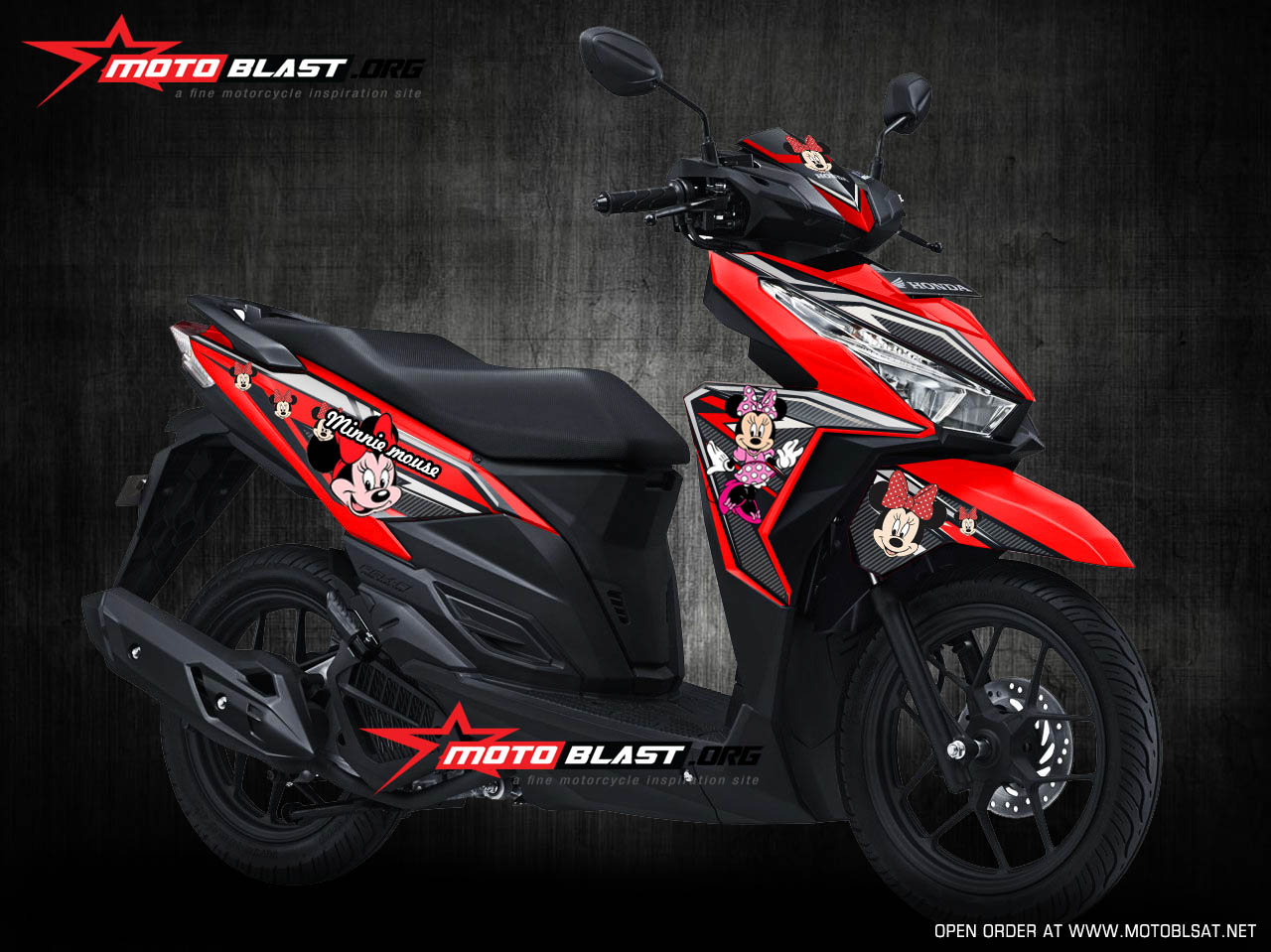 Modifikasi Striping Honda Vario 125 150Esp RED Hello Kitty