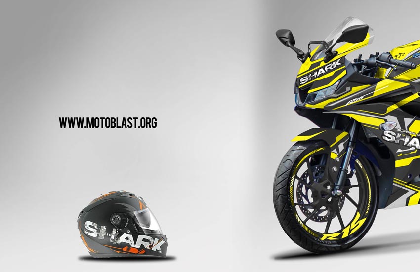 Modifikasi Striping Yamaha All New R15 SHARK Yellow and 