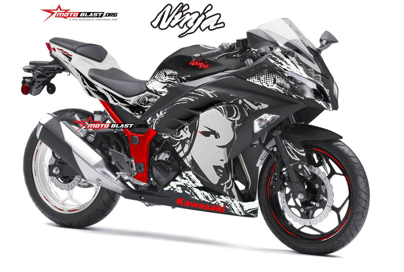 Modifikasi Striping Kawasaki Ninja R Fi Livery Kabuki Motoblast