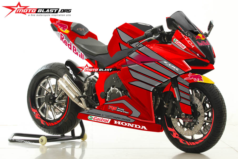 Modifikasi Striping Honda Cbr Rr Red Big Wing Redbull Motoblast