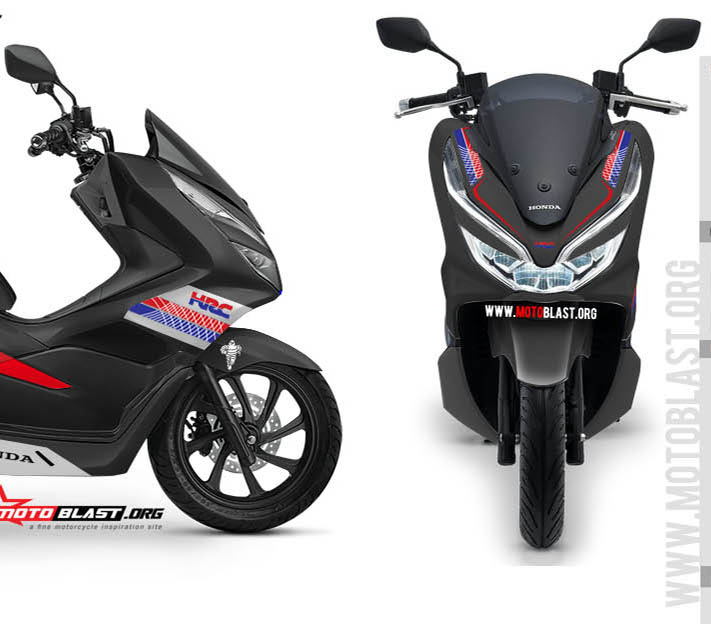 Modifikasi Striping New Honda PCX 150 Lokal Black HRC MOTOBLAST