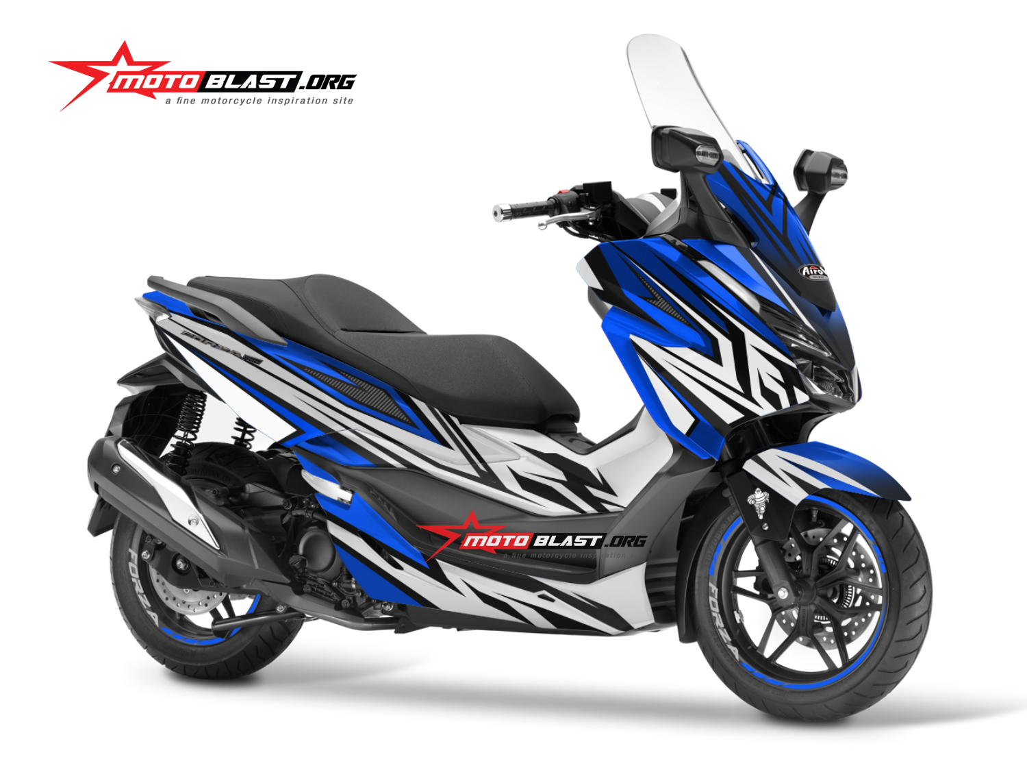 Modifikasi Striping Honda Forza 250 Livery Airoh Valor Conquer Helmet