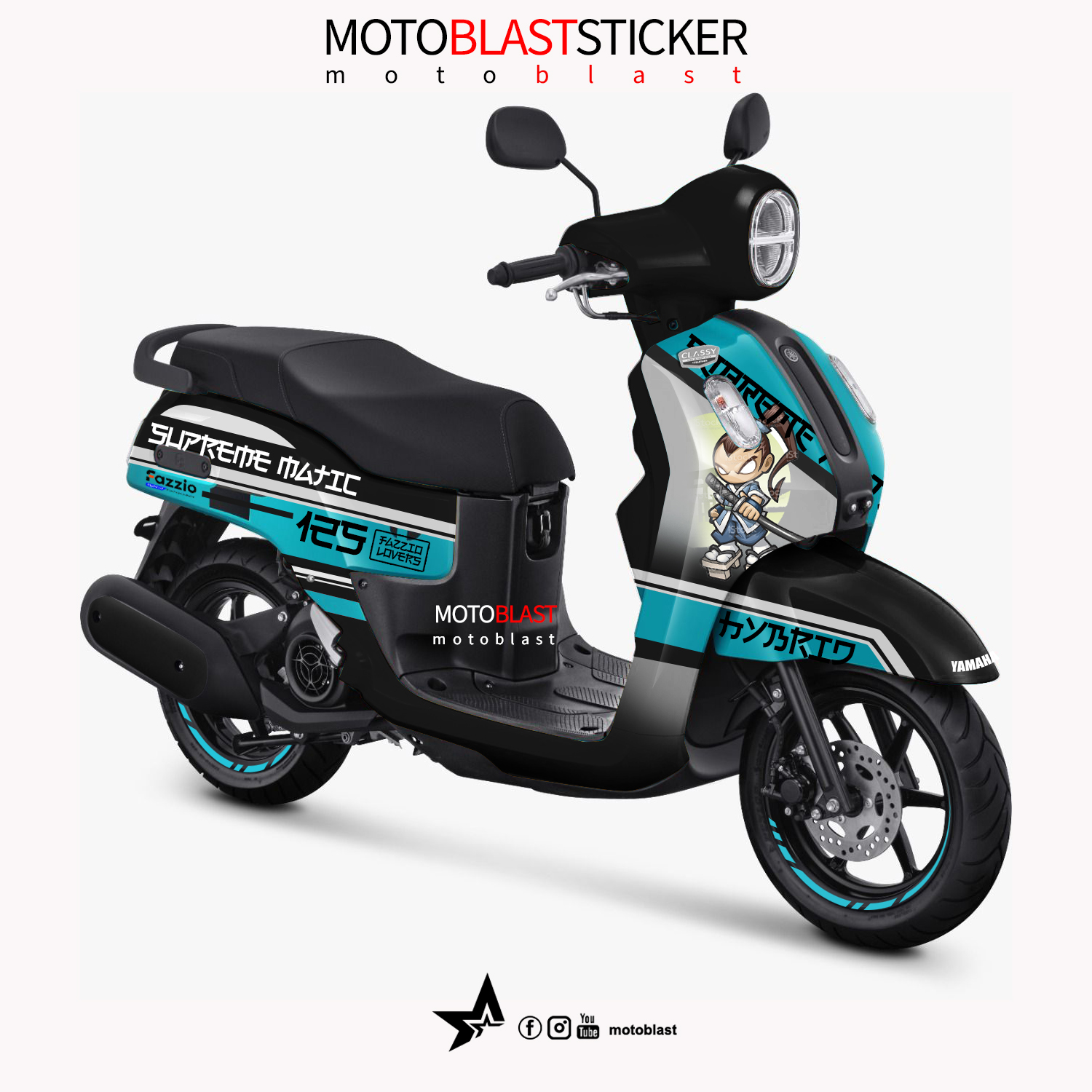 Modifikasi Striping Yamaha Fazzio Hybrid Supreme Matic MOTOBLAST