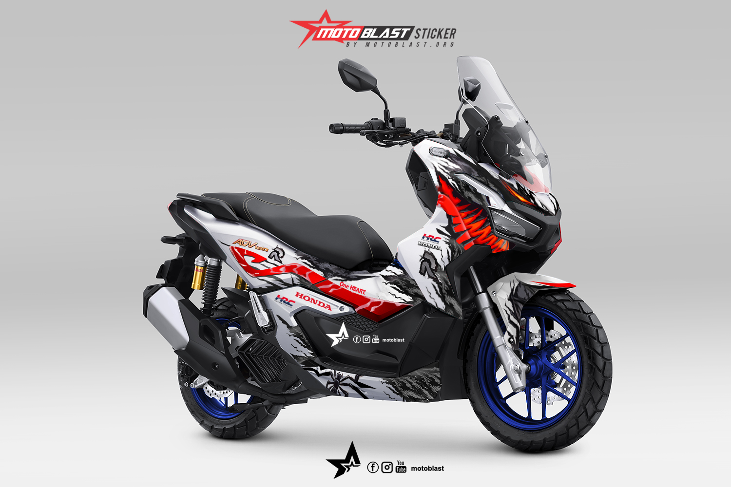 Modifikasi Striping Honda ADV 160 HJC Antivenom MOTOBLAST