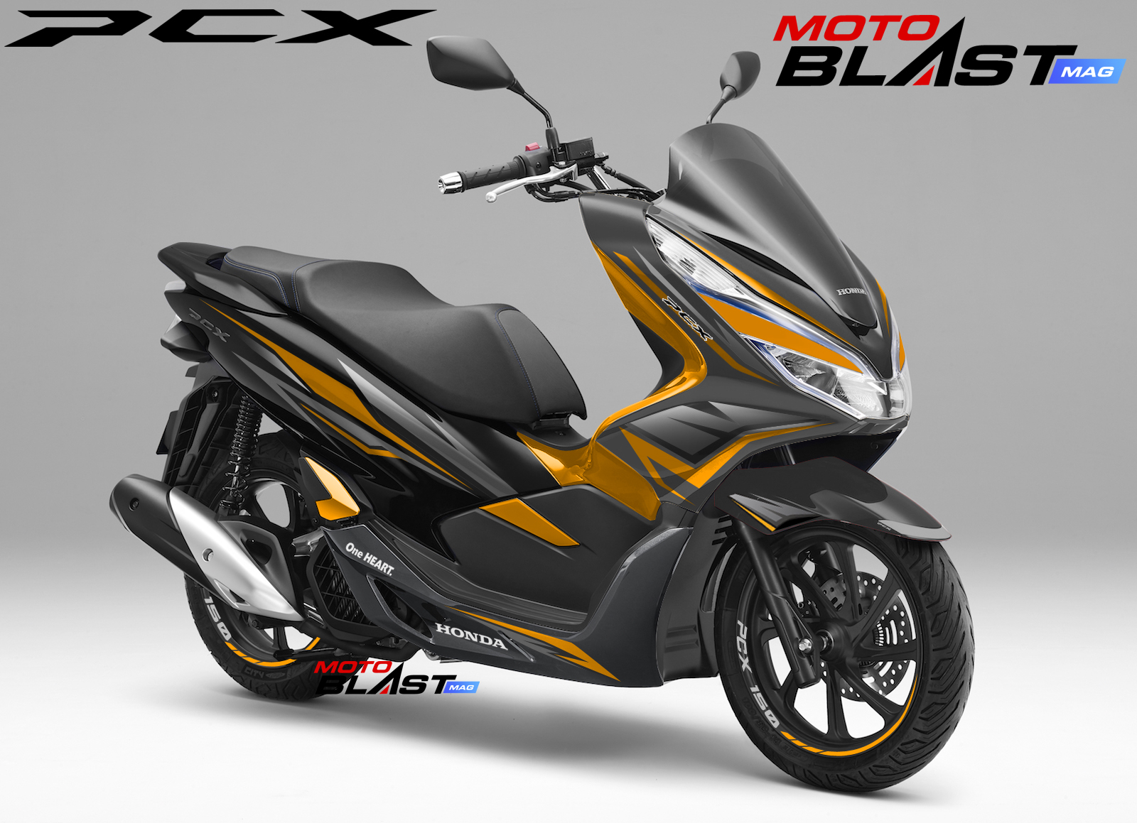 Modifikasi Striping Honda PCX 150 Black Wings MOTOBLAST