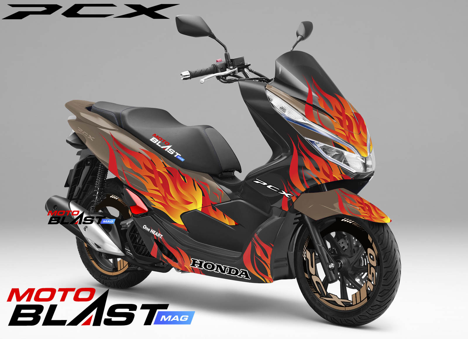 Modifikasi Striping Honda PCX 150 Flameblast MOTOBLAST