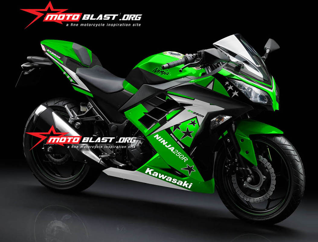 Modif Striping Kawasaki Ninja 250r FI GREEN Star2 MOTOBLAST