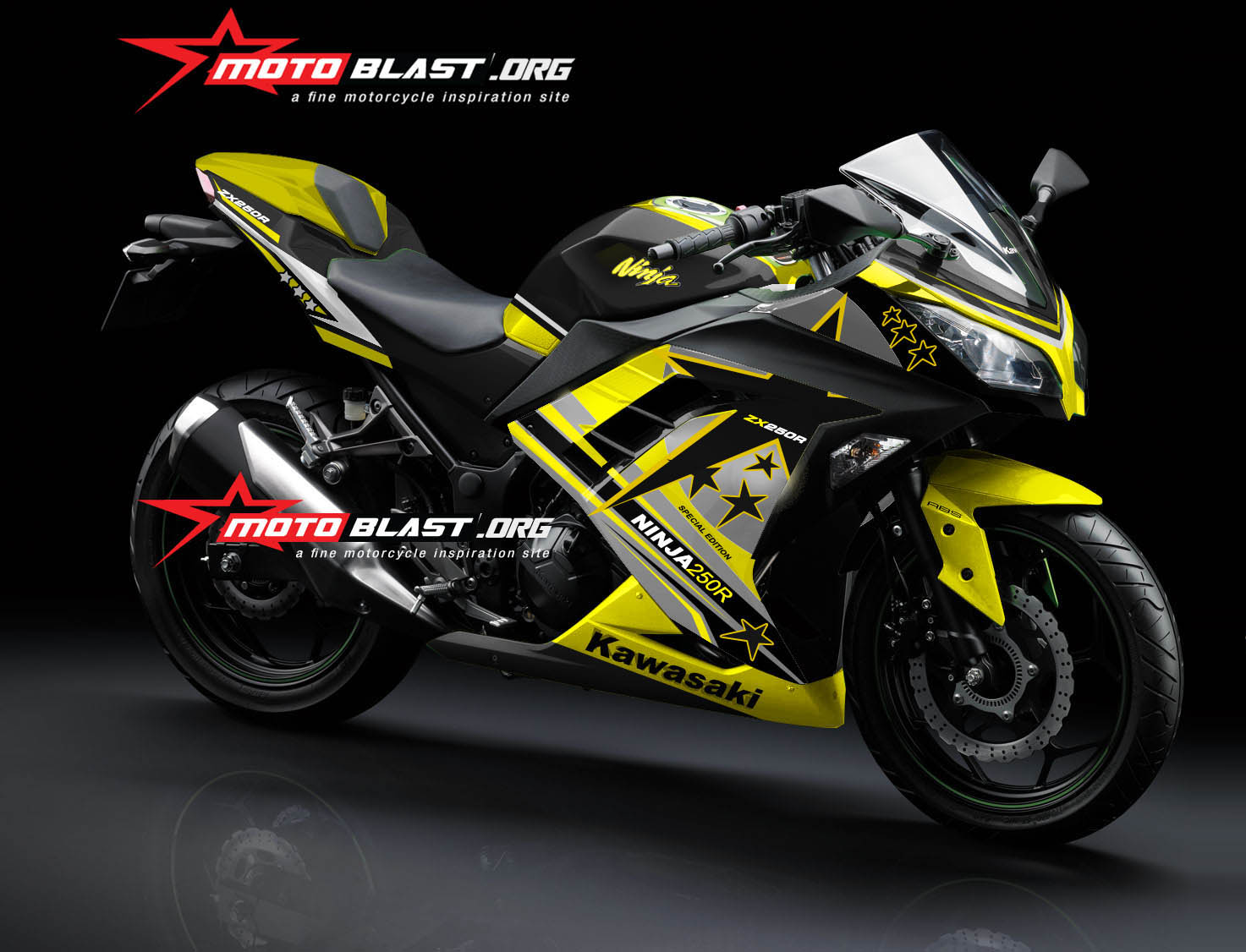 Modif striping kawasaki ninja 250r FI BLACK-YELLOW-star2 