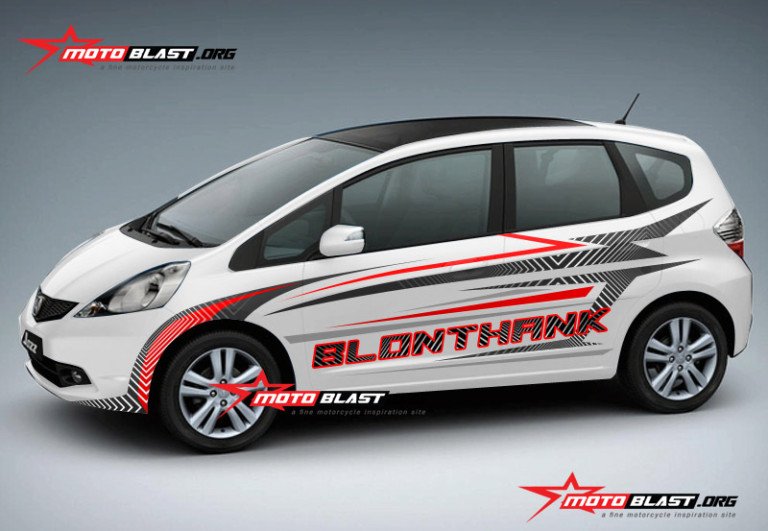Modifikasi jazz white stiker blonthank