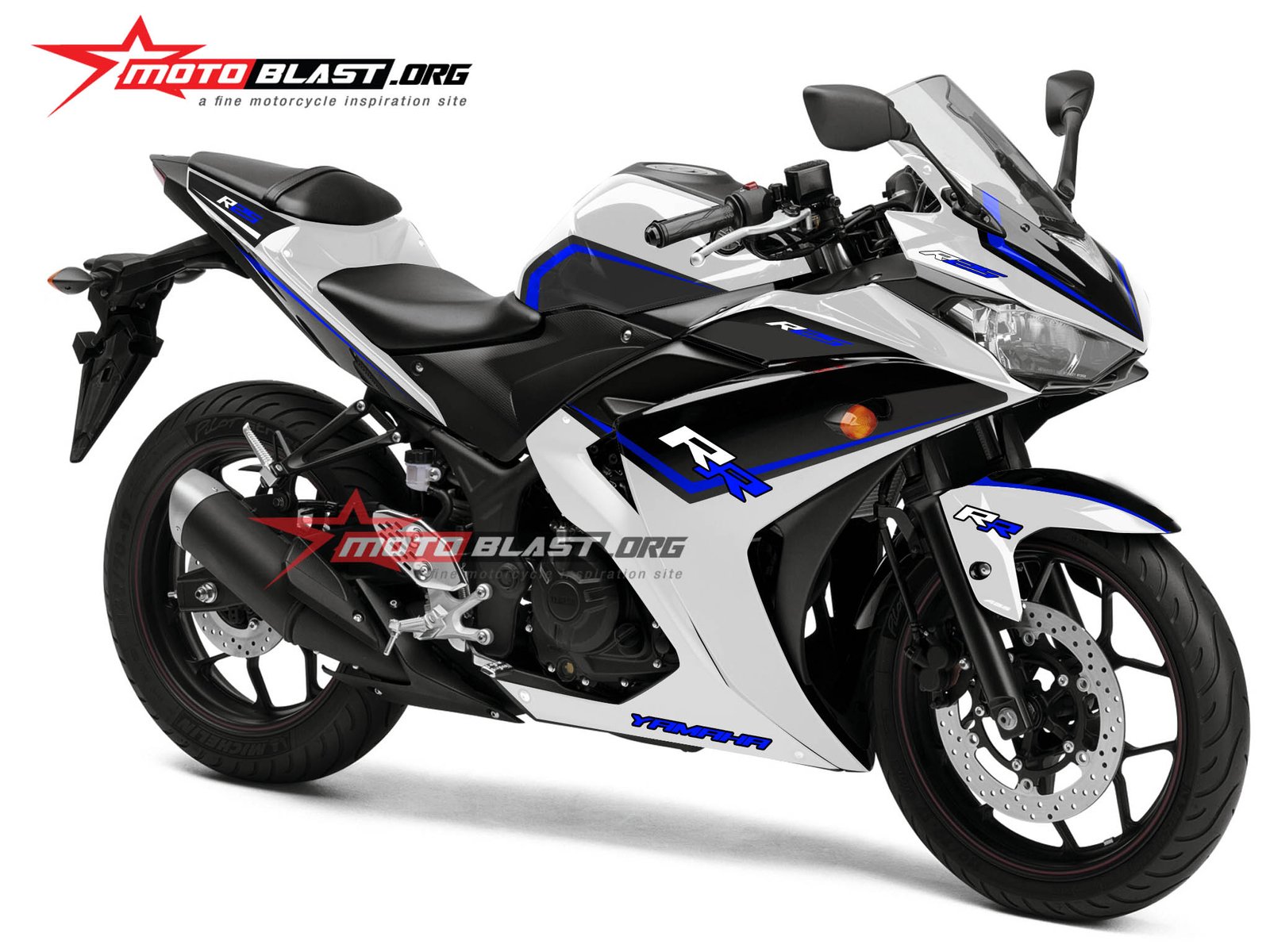 Modifikasi striping Yamaha R25 White Elegant