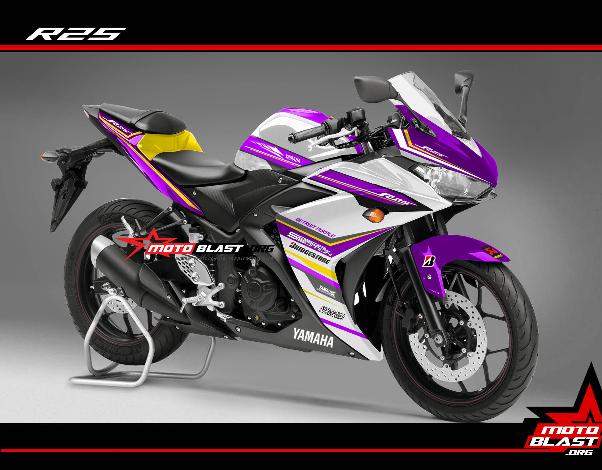 Modifikasi Yamaha R25 Purple Spirit MOTOBLAST