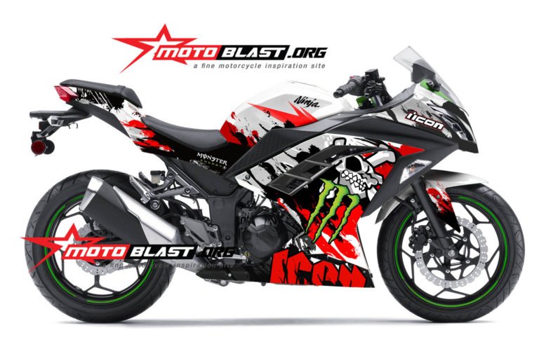 ninja 250 GREEN - ZX6R SKULL MONSTER GREY WHITE2