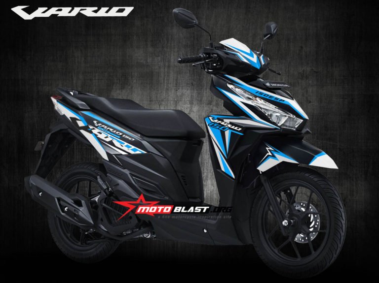 Inspirasi modifikasi Graphic kit VARIO 150 BLACK Fresh WHITE blue sporty