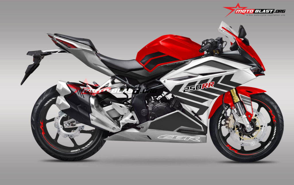 Modifikasi motor terbaru CBR250RR striping Red White Simple