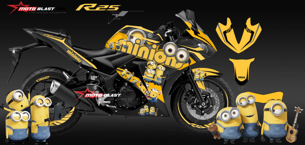  Modifikasi  Striping Yamaha R25 Black Minions MOTOBLAST