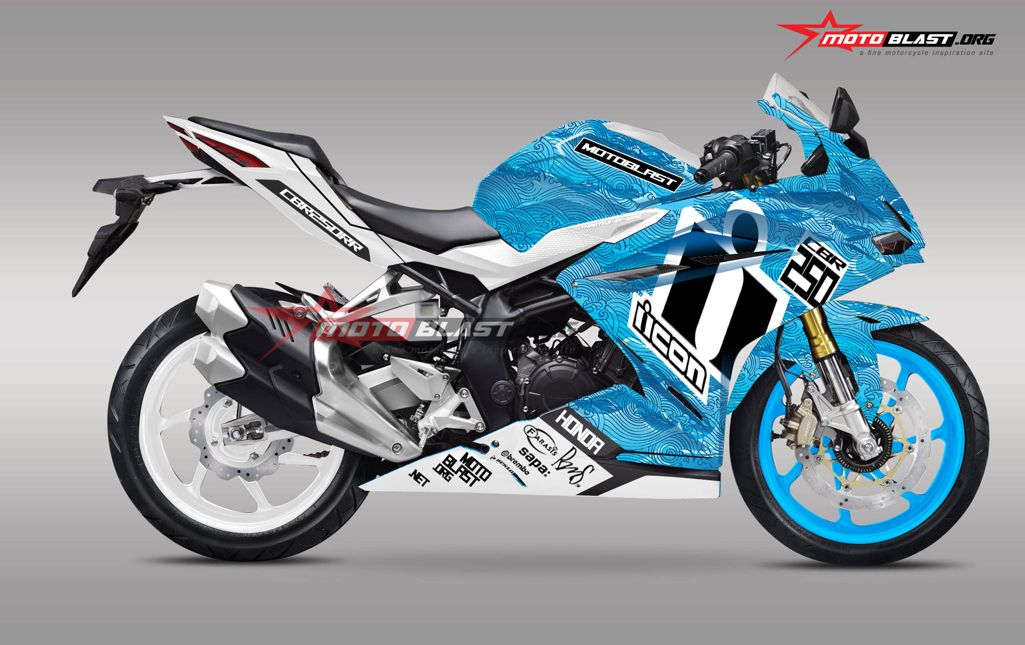 Modifikasi Striping Honda Cbr250rr Livery Sea Water Icon Motoblast