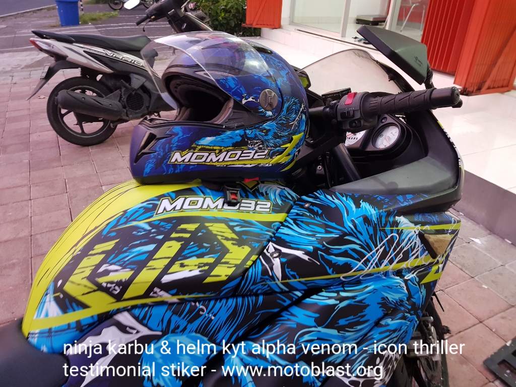 Modifikasi striping fullbody ninja 250R Karbu dan Helmet 