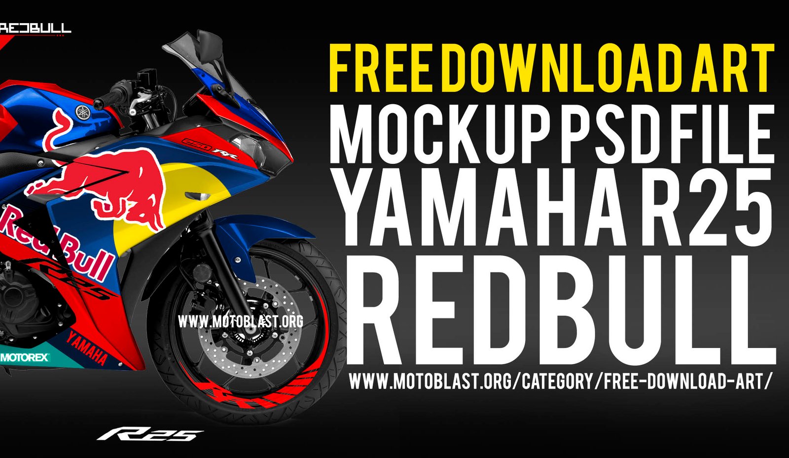 mockup psd file yamah R25 REDBULL2