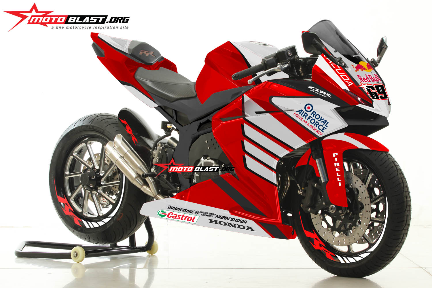  Modifikasi  Striping Honda CBR250RR Red Wings WSBK MOTOBLAST