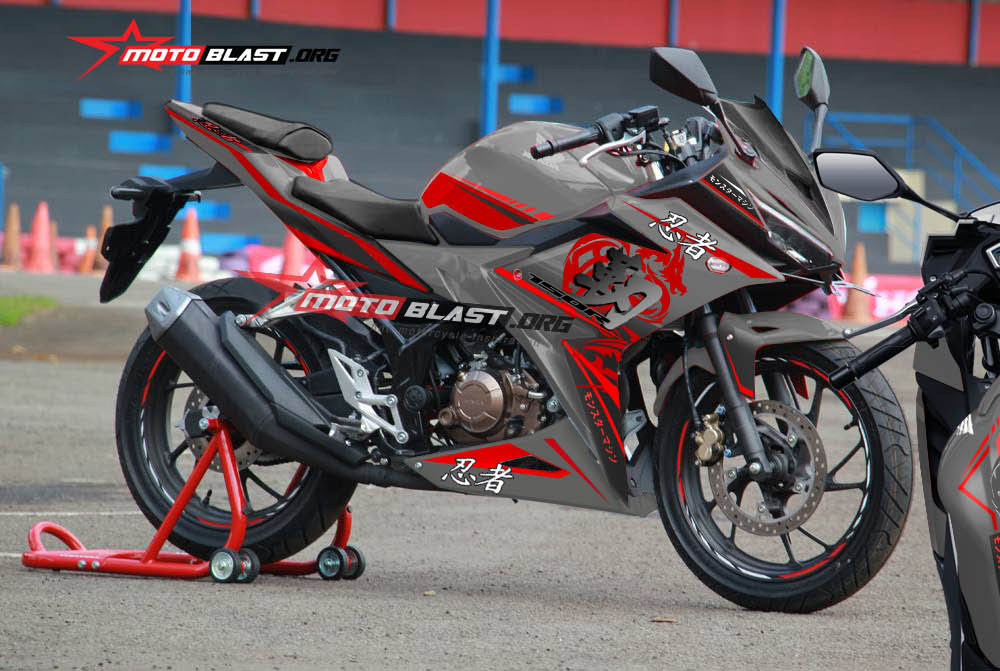  Modifikasi  Striping Honda New CBR150R grey Kanji Dragon 