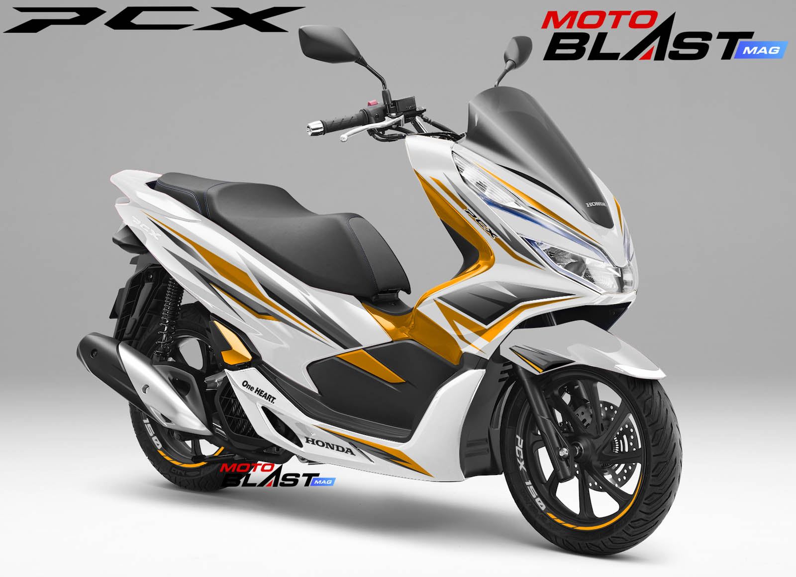 Striping Honda Pcx White Livery Honda Wings Motoblast