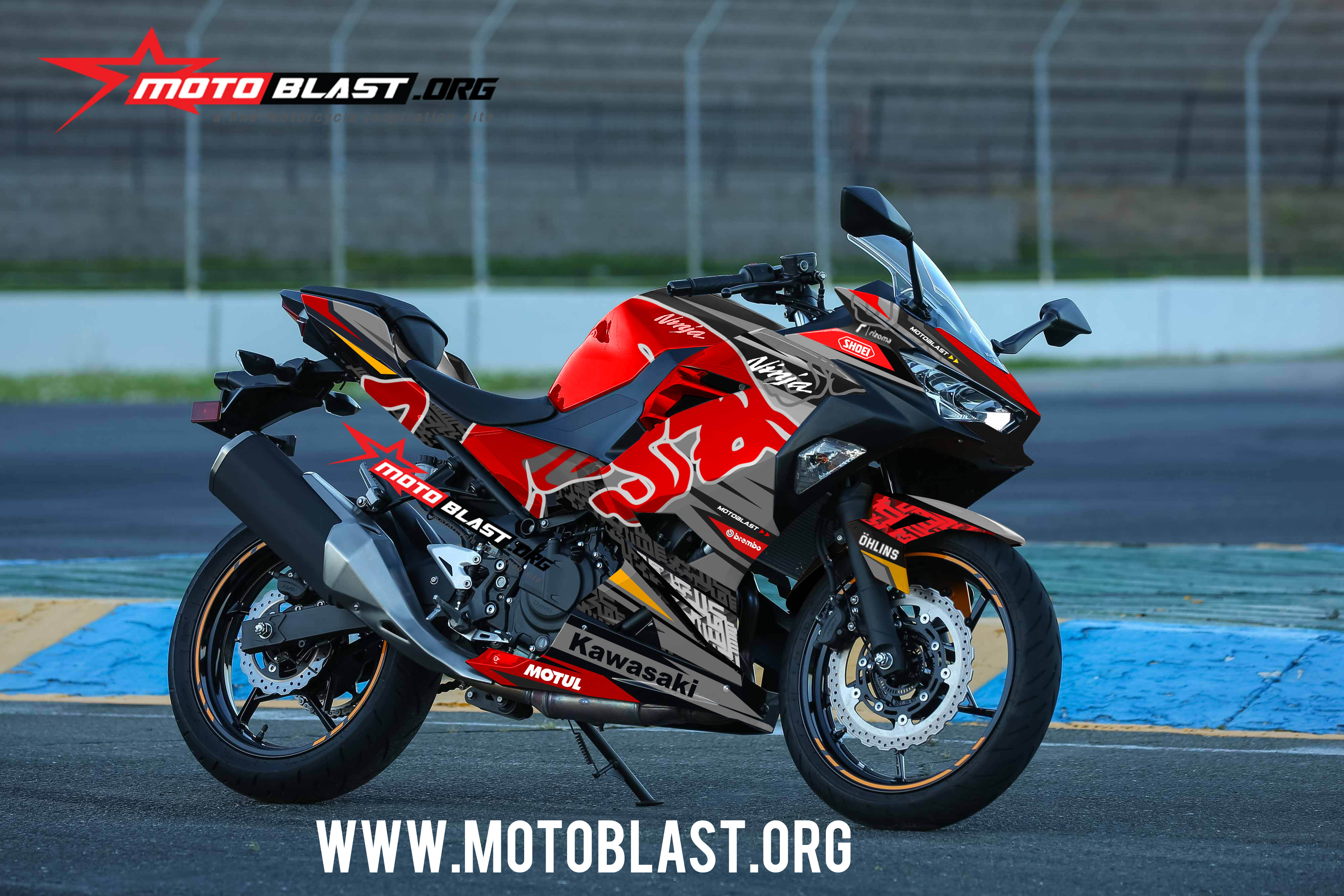 Modifikasi Striping New Ninja 250R Fi Redbull - MOTOBLAST