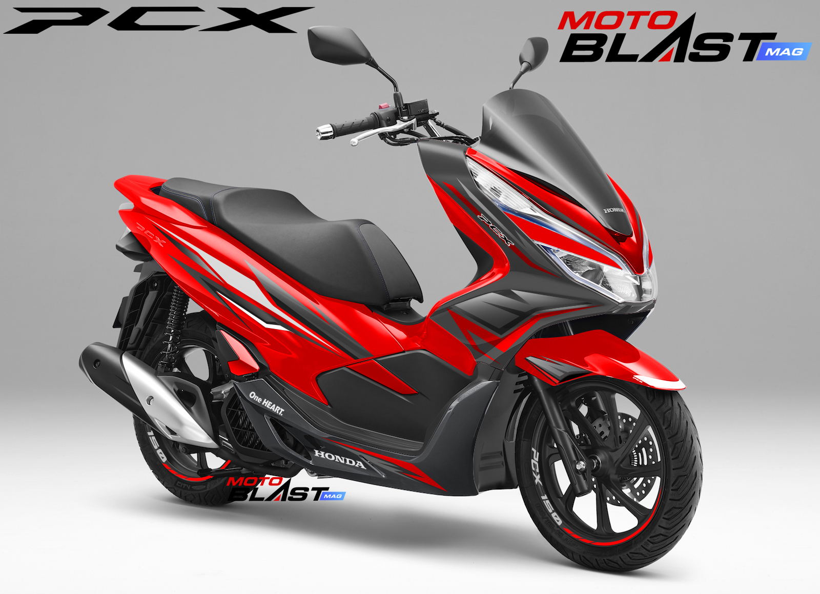 Modifikasi striping Honda PCX 150 Red wings MOTOBLAST