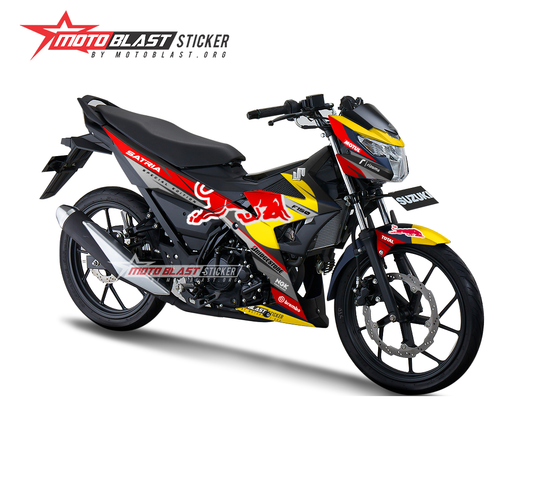 Modifikasi Striping Suzuki Satria Fu Terbaru Livery Redbull Motoblast