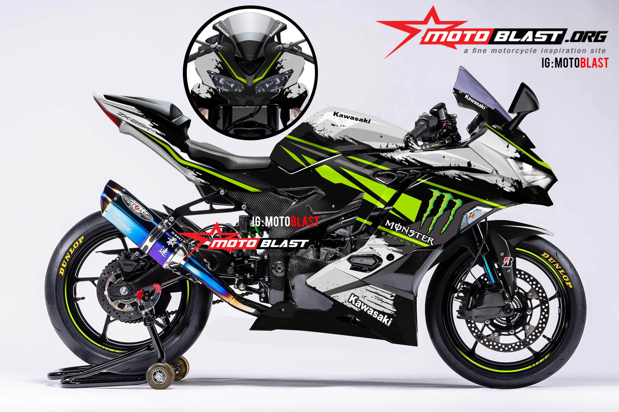 Modif Striping Ninja ZX25R livery Monster energy | MOTOBLAST