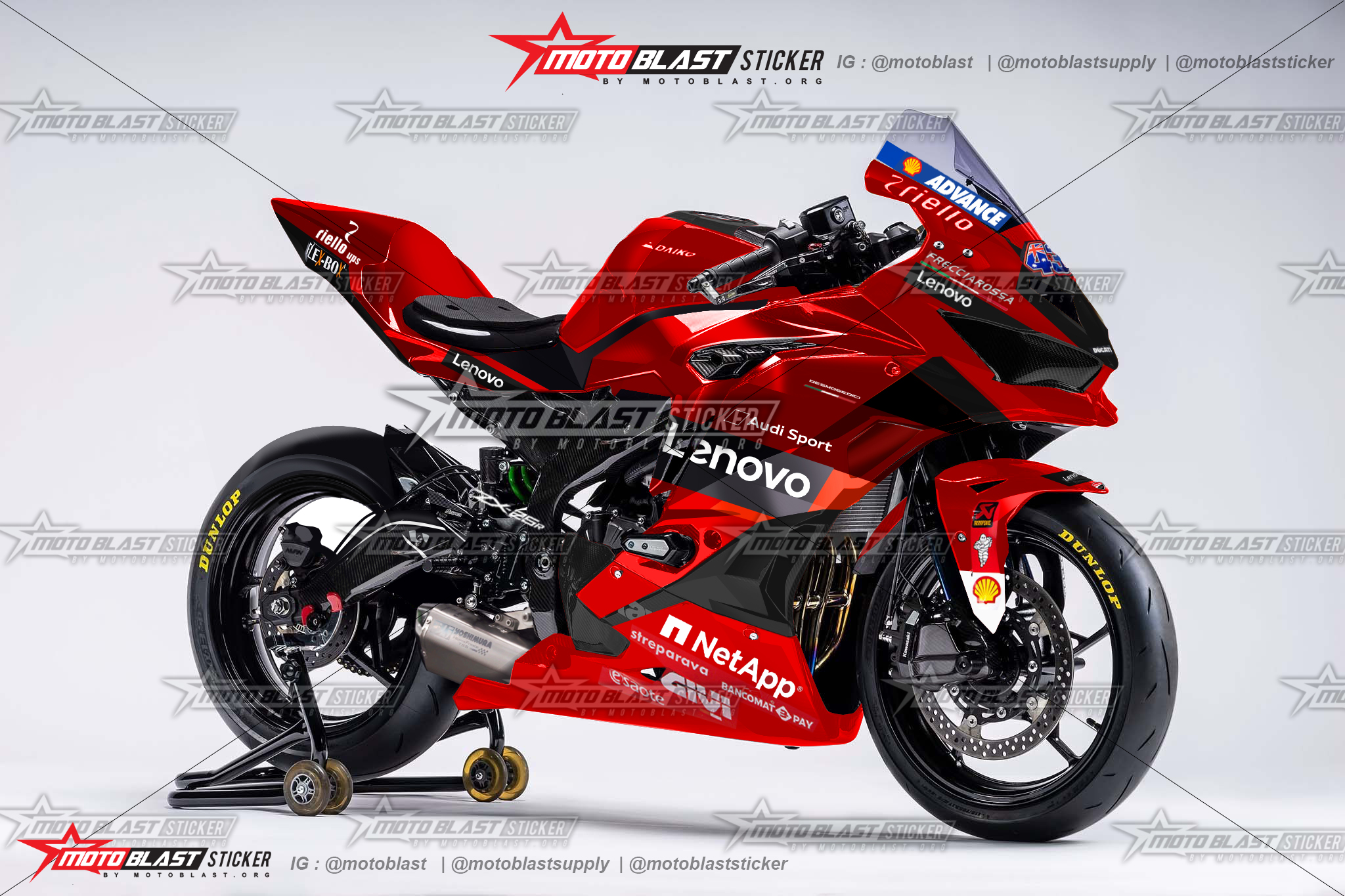 Modif striping Kawasaki Ninja ZX25R livery Ducati desmoGP 2021 - MOTOBLAST