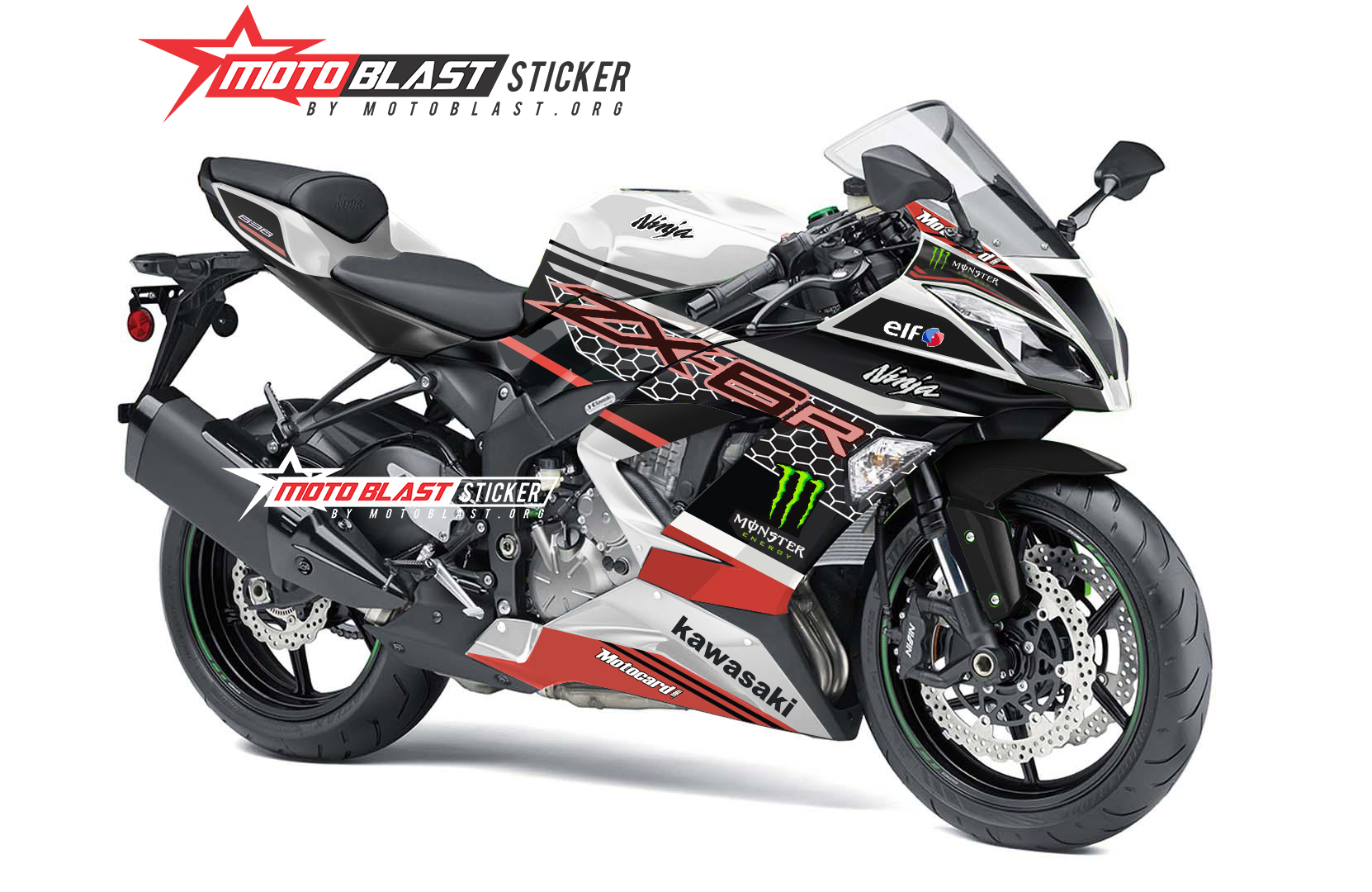 Modif striping Ninja ZX636 ZX6R white livery KRT | MOTOBLAST