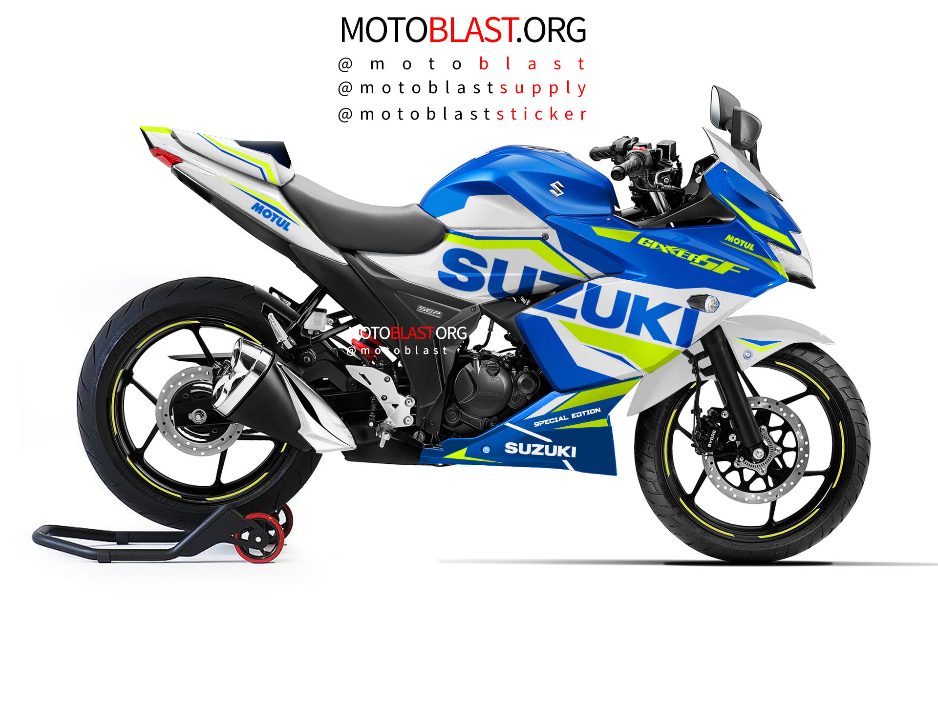 Modifikasi Suzuki Gixxer SF 250 Blue white, waah jadi keren gini ...