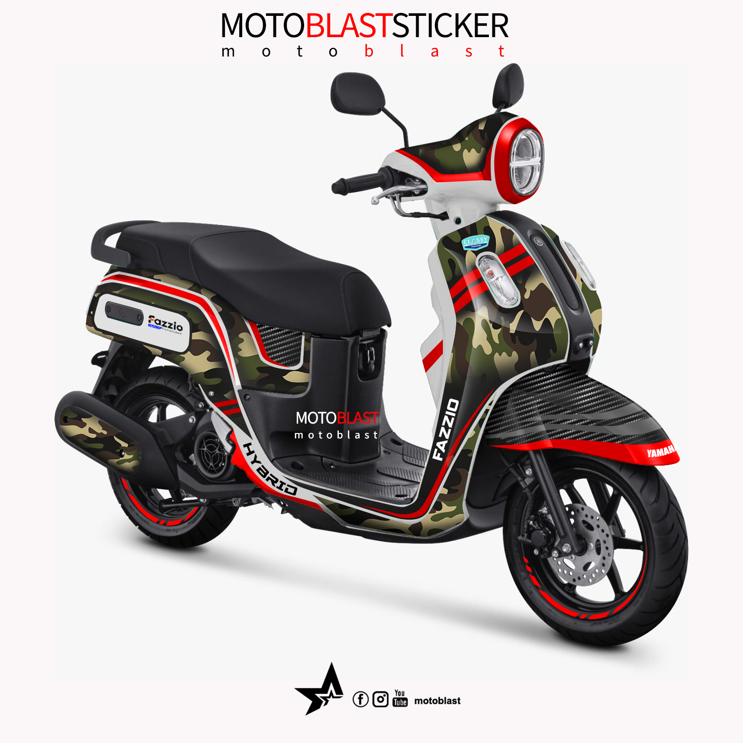 Modif Striping Yamaha Fazzio Hybrid Army Sport Motoblast