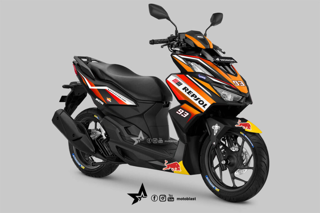 Modifikasi striping Honda Vario 160 Repsol black - MOTOBLAST
