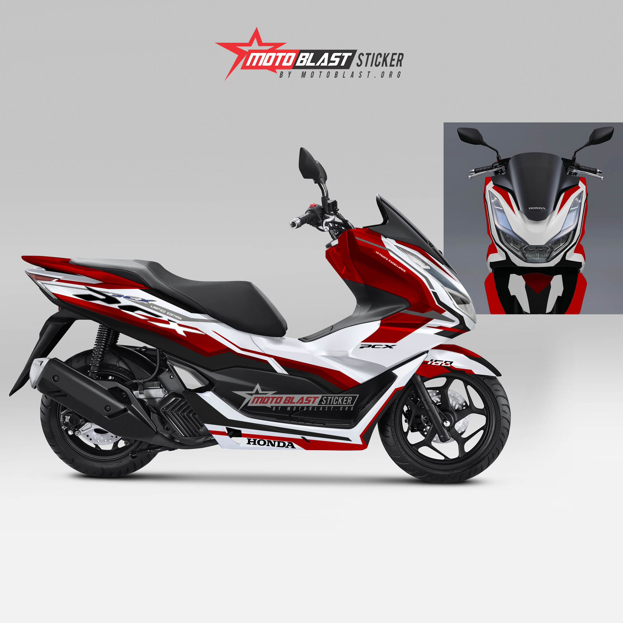 Modif striping Honda PCX 160 white red - MOTOBLAST