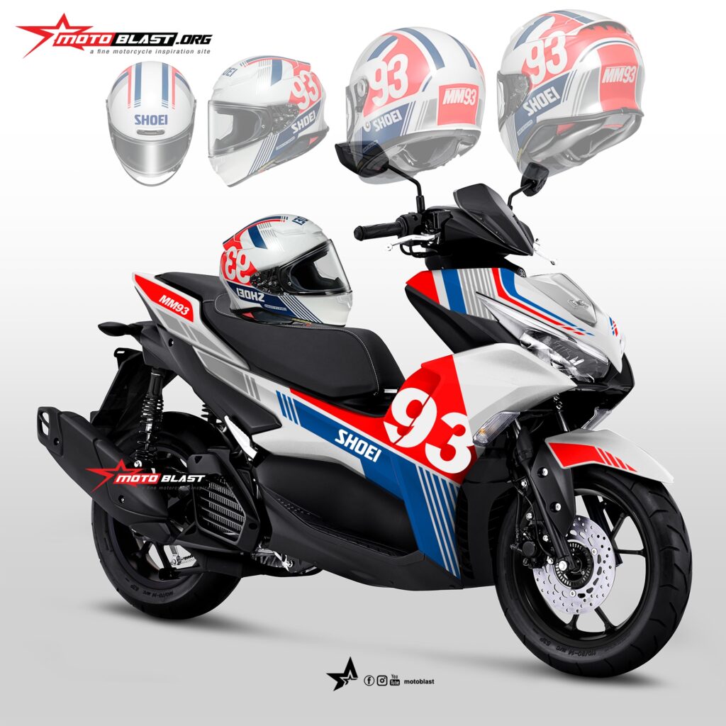 Modifikasi Striping Yamaha New Aerox 155 Livery Shoei Mm93 Motoblast